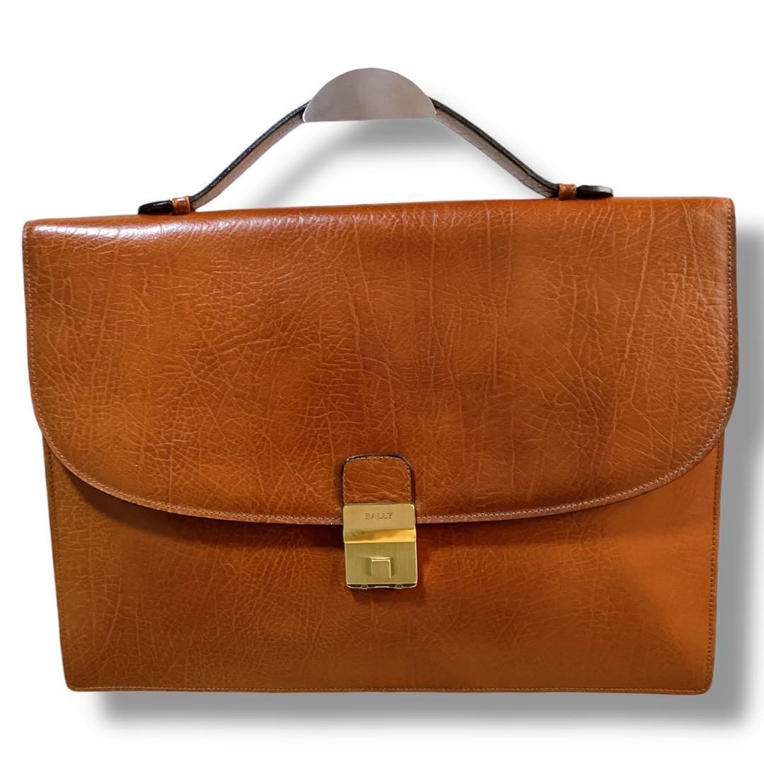 Authentic Bally Leather 2-Way Business Bag 37cm A4 Large Brown Leather