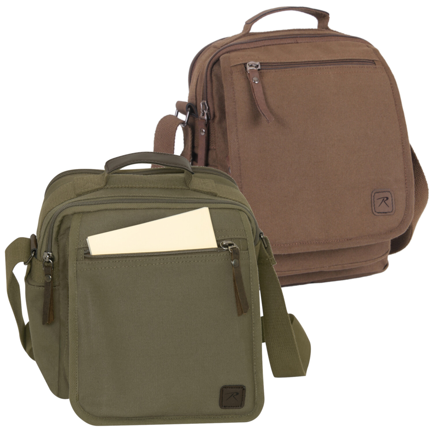 Cotton Canvas Everyday Work Shoulder Bag – Rothco Brown or Green Messenger Bags