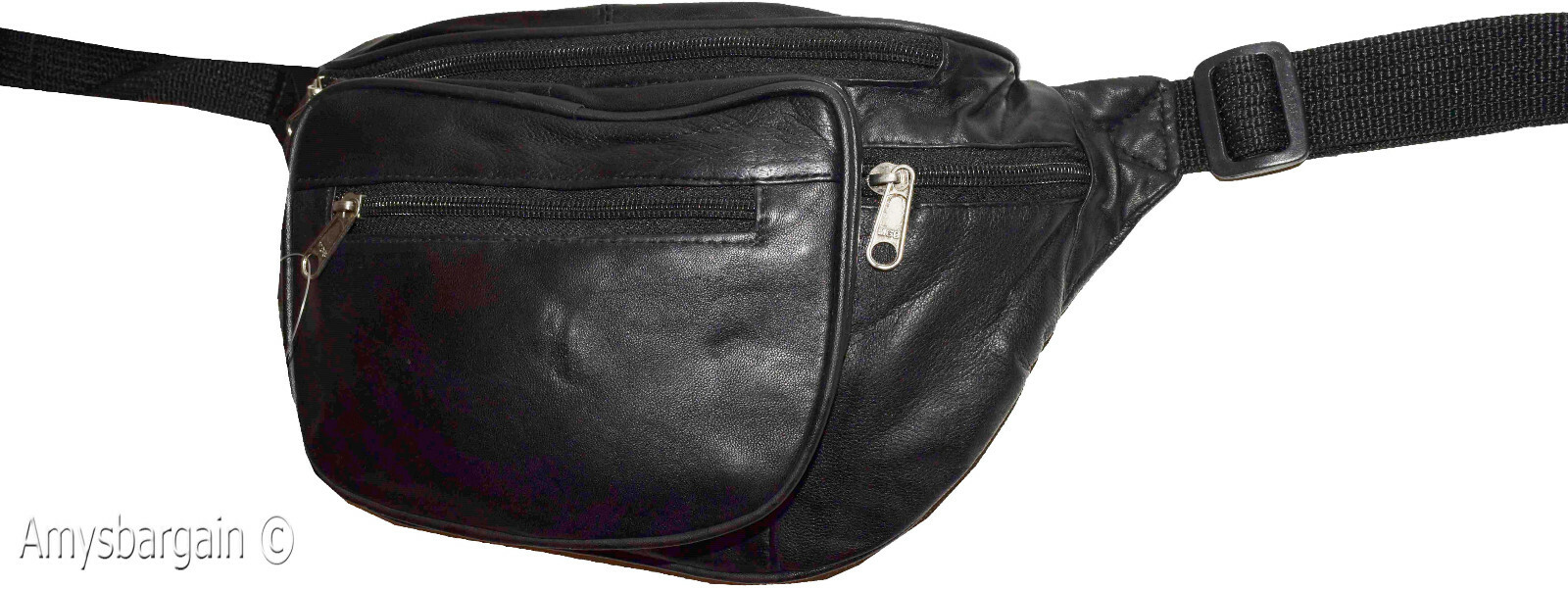 New Large Leather waist pouch. Black waist bag, leather bag, Jumbo Fanny pack BN
