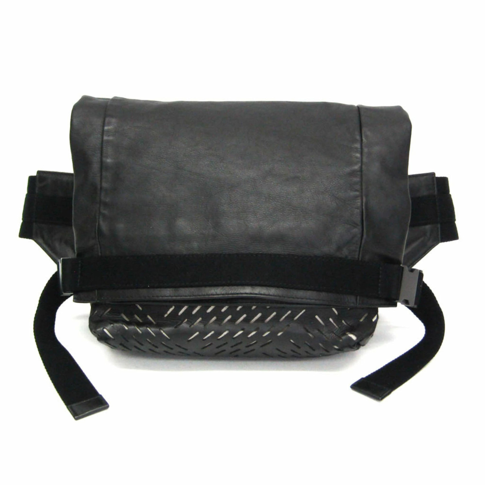Bottega Veneta Perforated 578540 Leather Belt Bag Fanny Pack Black Used