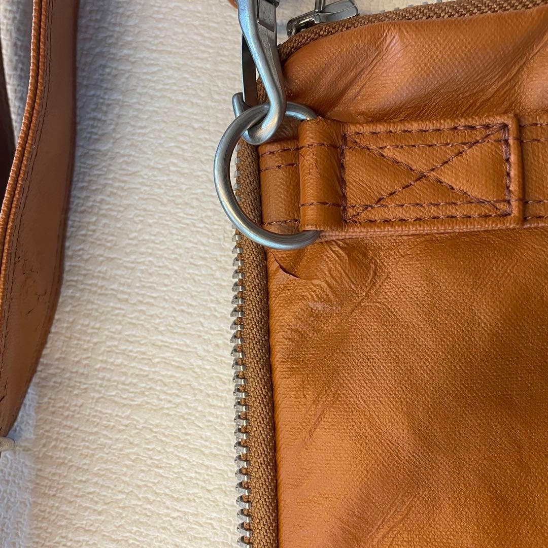 PORTER Yoshida Kaban FREE STYLE Camel Inner Pockets Shoulder Bag Made in Japan