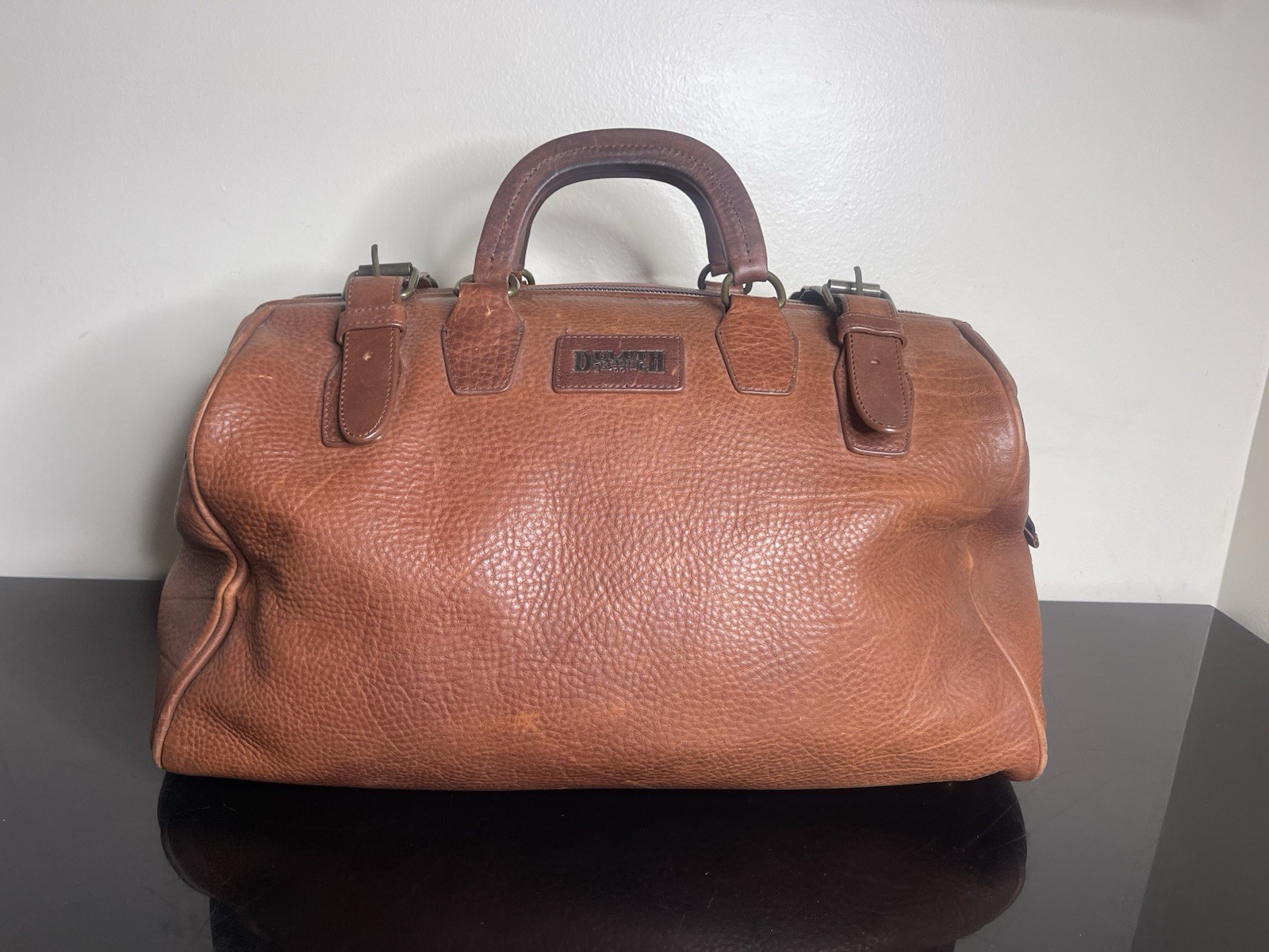 DULUTH TRADING Brown Heavy Saddle Leather AWOL Bag Doctor Bag Weekender Duffel