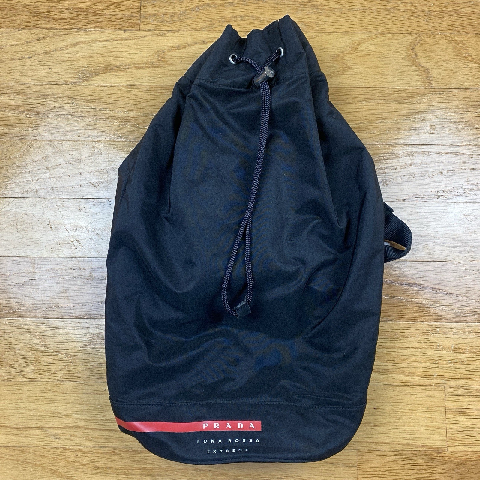 Prada Luna Rossa Extreme Black Shoulder Crossbody Bag Duffle Gym Bag Drawstring