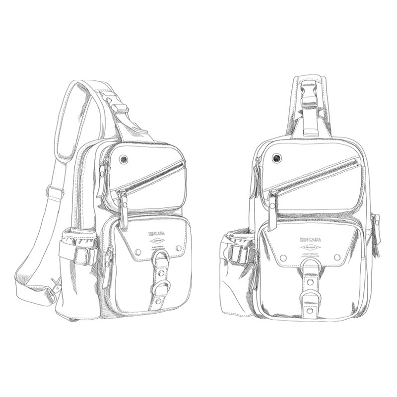 Vintage Canvas Genuine Leather Chest Sling Bag Crossbody Shoulder Backpack
