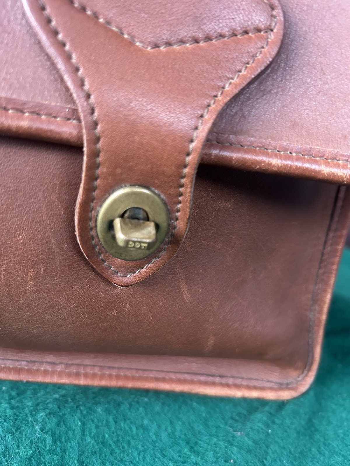 VTG Jack Georges Brown Distress Messenger Satchel Bag Brass Briefcase Leather