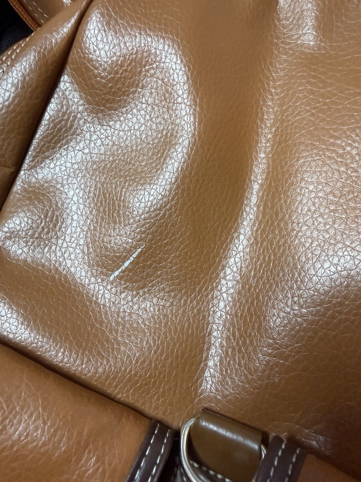 Vtg Y2K Apple Brown Leather Backpack Bag (Heart Logo) SEE PHOTOS!