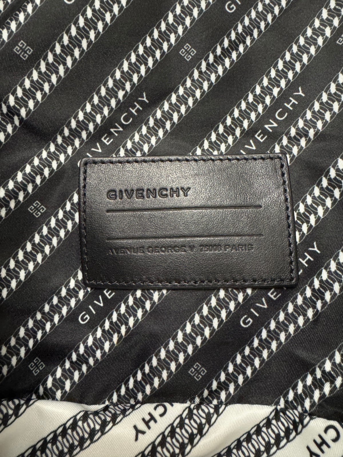 Givenchy Light 3 Chain Logo Print Two-tone Stripe Backpack Black White NWT