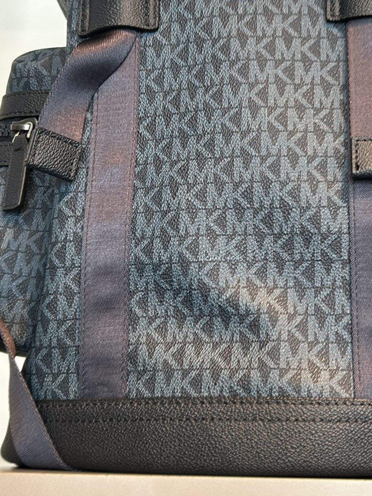 Michael Kors Cooper Men Logo Buckle Flap Zip Side Pockets Backpack Admiral Blue