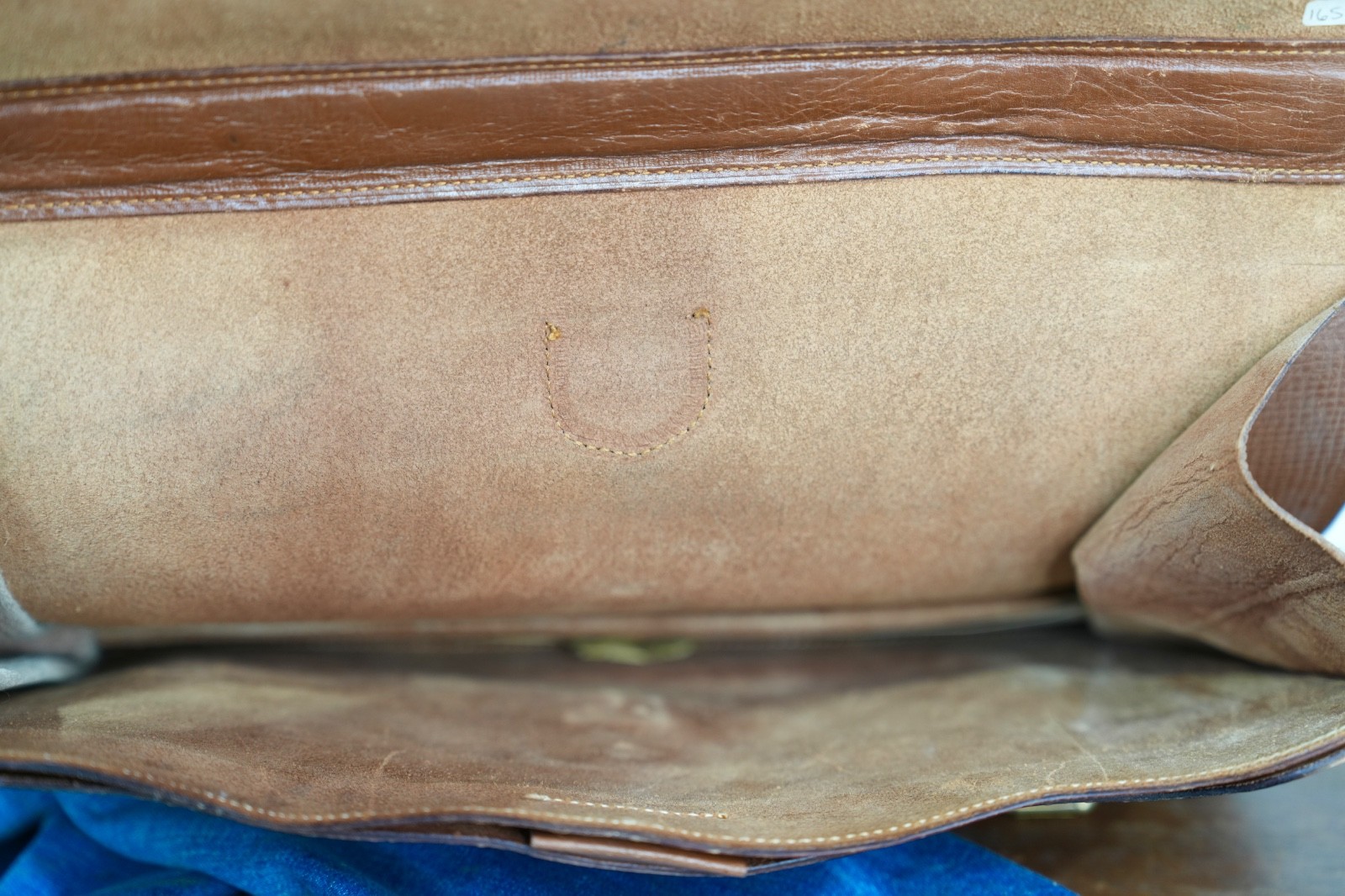 VTG Brown Leather Attache Briefcase Portfolio Document Bag w/ key 1940s Japan