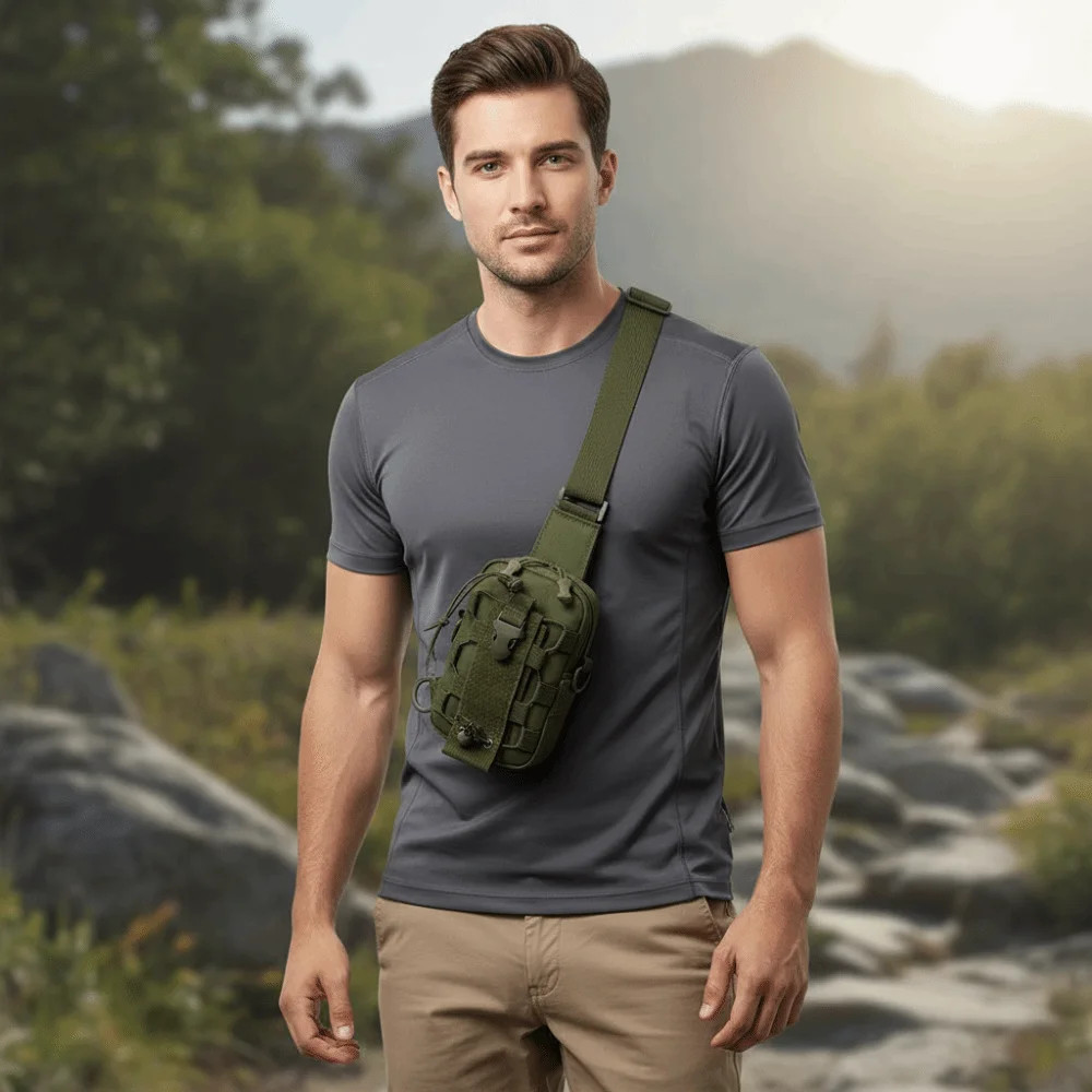 Multi-functional Men’s Nylon Waist Pack with Water Bottle Holder Adjustable Stra