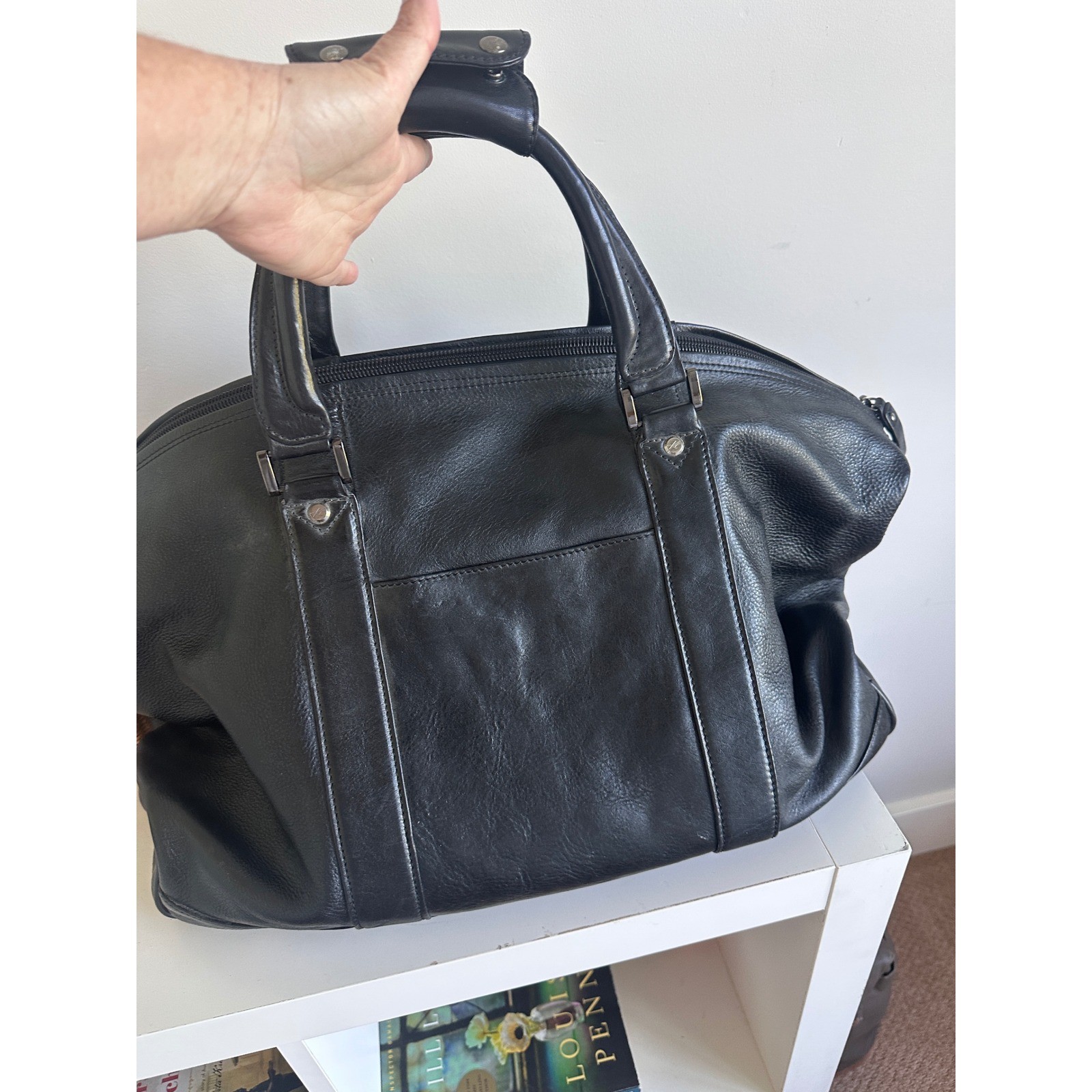 Kenneth Cole Leather Duffle Bag Weekender Travel Weekender Carry On Luggage