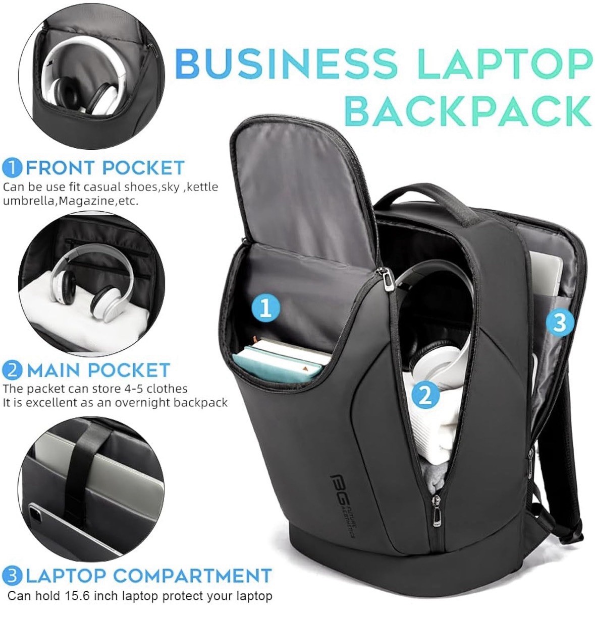 BANGE Business Commute Backpack Waterproof 15.6 In Commute Backpack NWT