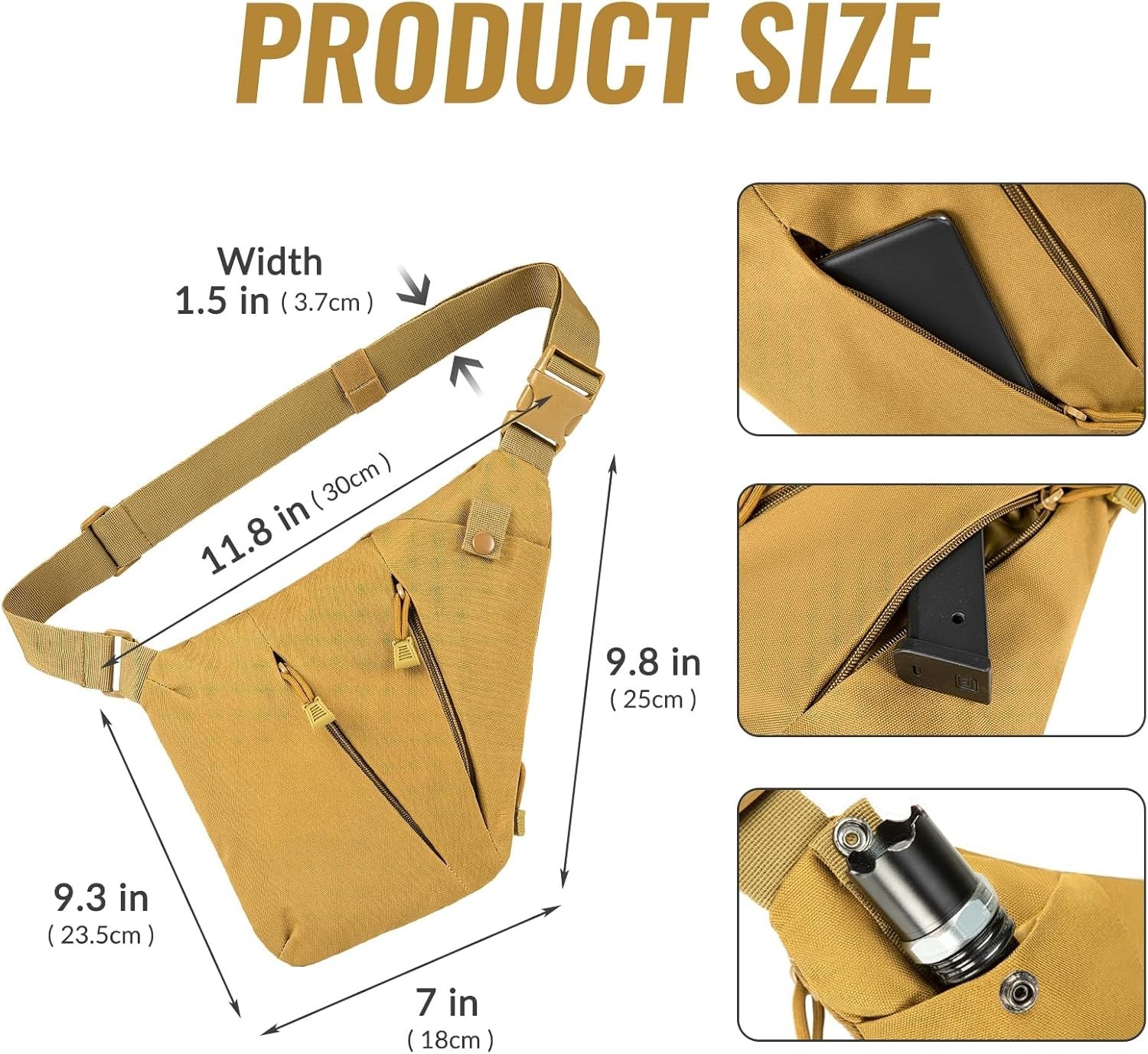 Tactical Concealed Carry Crossbody Shoulder Sling Bag Anti-thief EDC Travel Bag