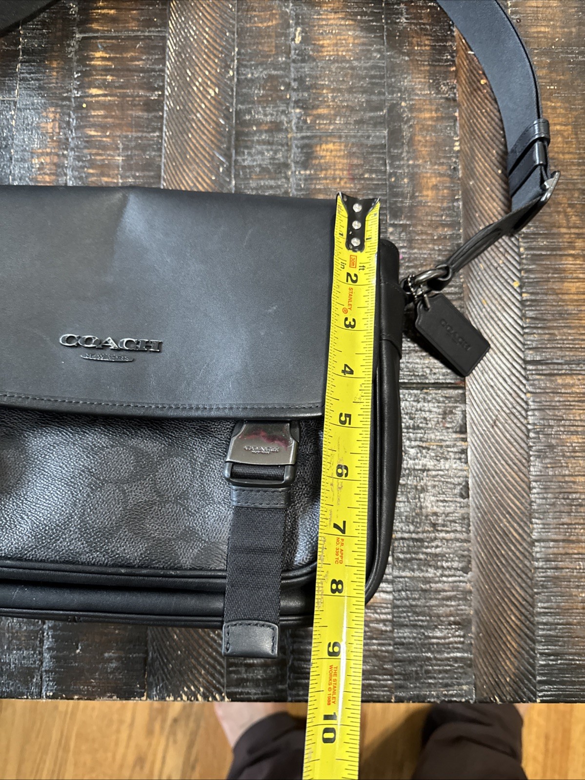 COACH Racer Messenger Bag In Signature Canvas & Leather CT716 Charcoal/Black