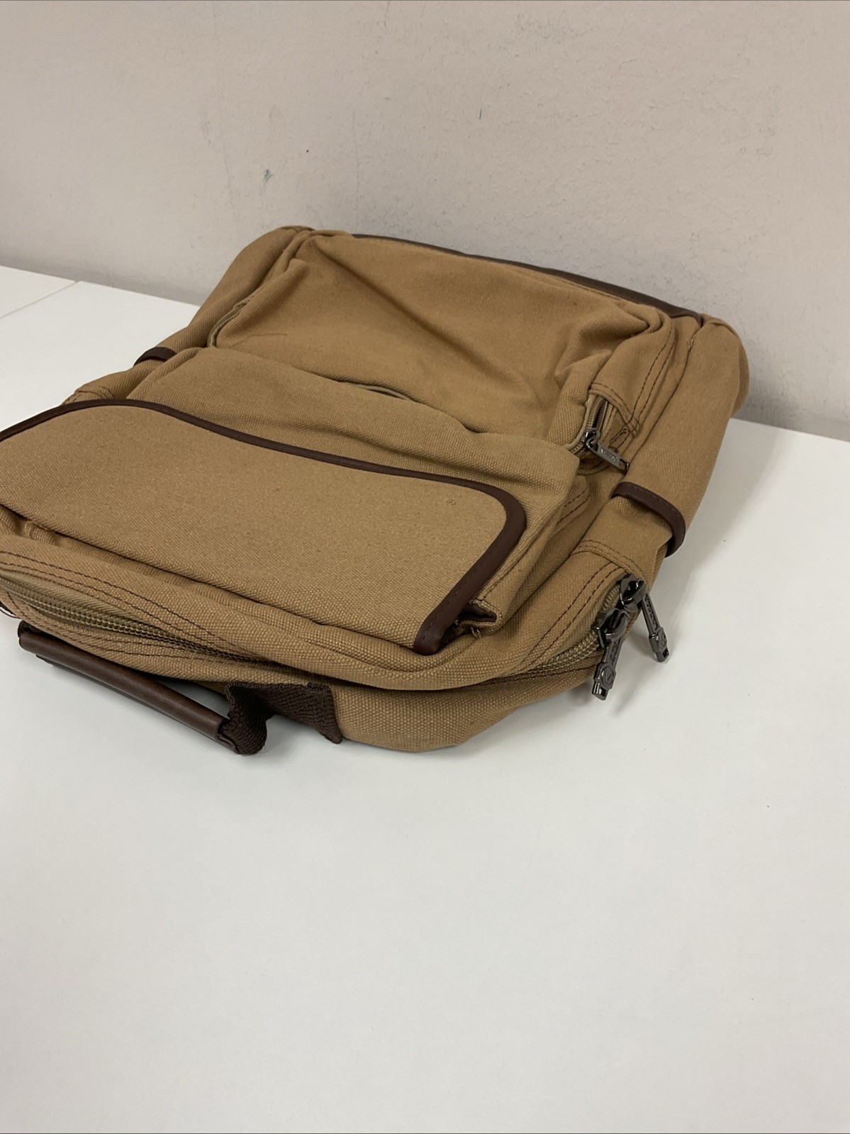 West Pony 16” Canvas Laptop Backpack- Tan