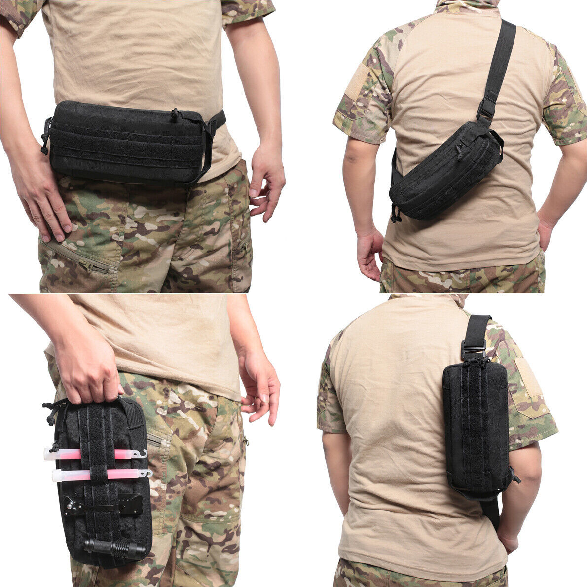 Tactical Molle Sling Bag Chest Shoulder Daypack Crossbody EDC Utility Phone Bag