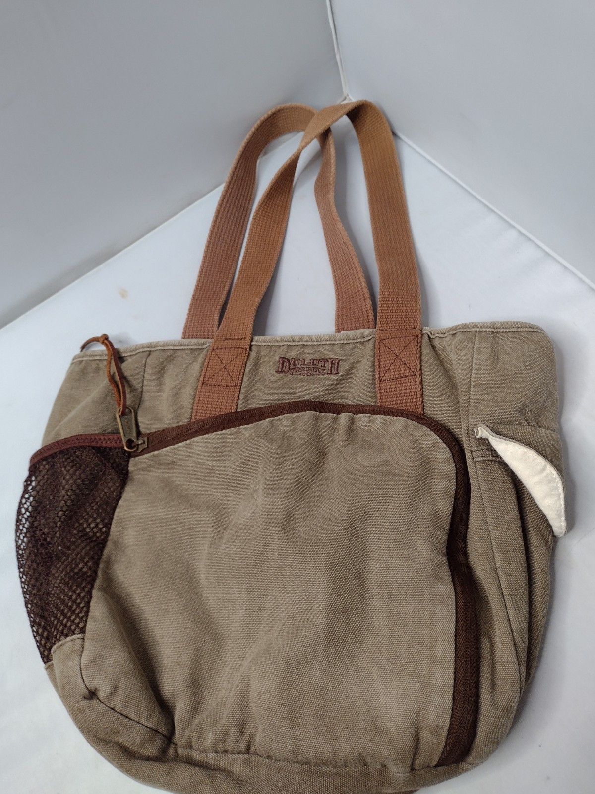 Duluth Trading Co Canvas Tote Bag Medium Brown Purse S3
