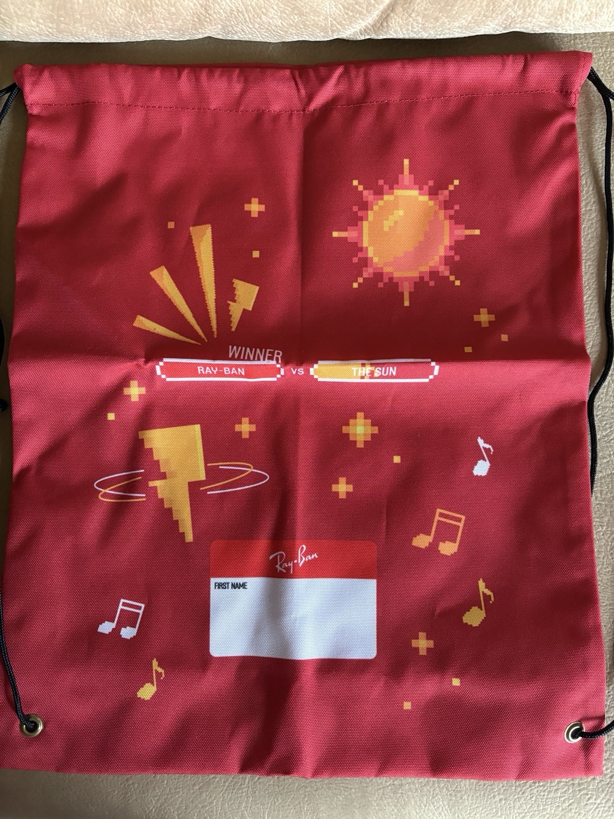 Rayban Red Retro/Gamer Drawstring Cinch Sack New