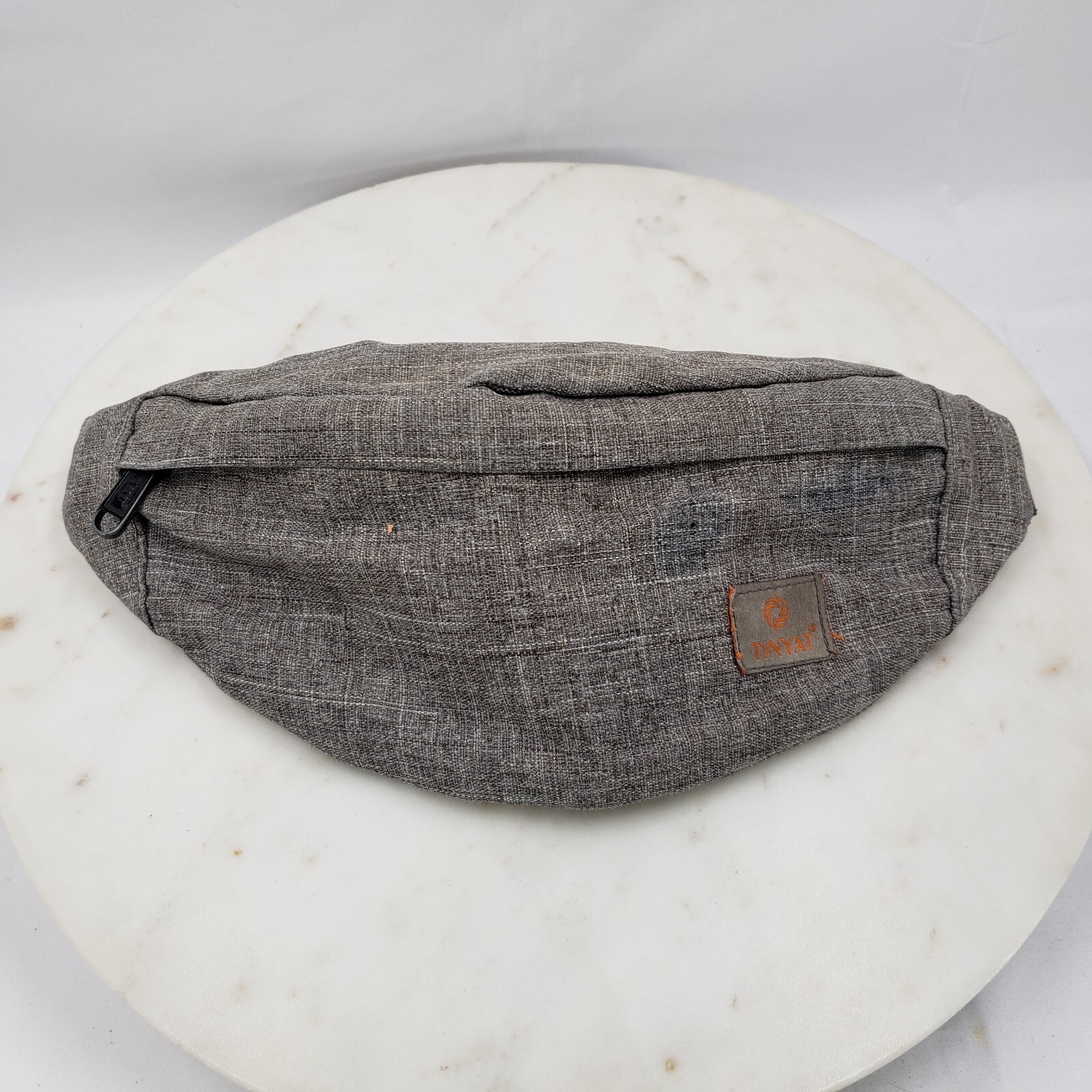 Tinyat Crossbody Bag Fanny Pack Gray/Orange Zip Across Belt Bag 10″x5″