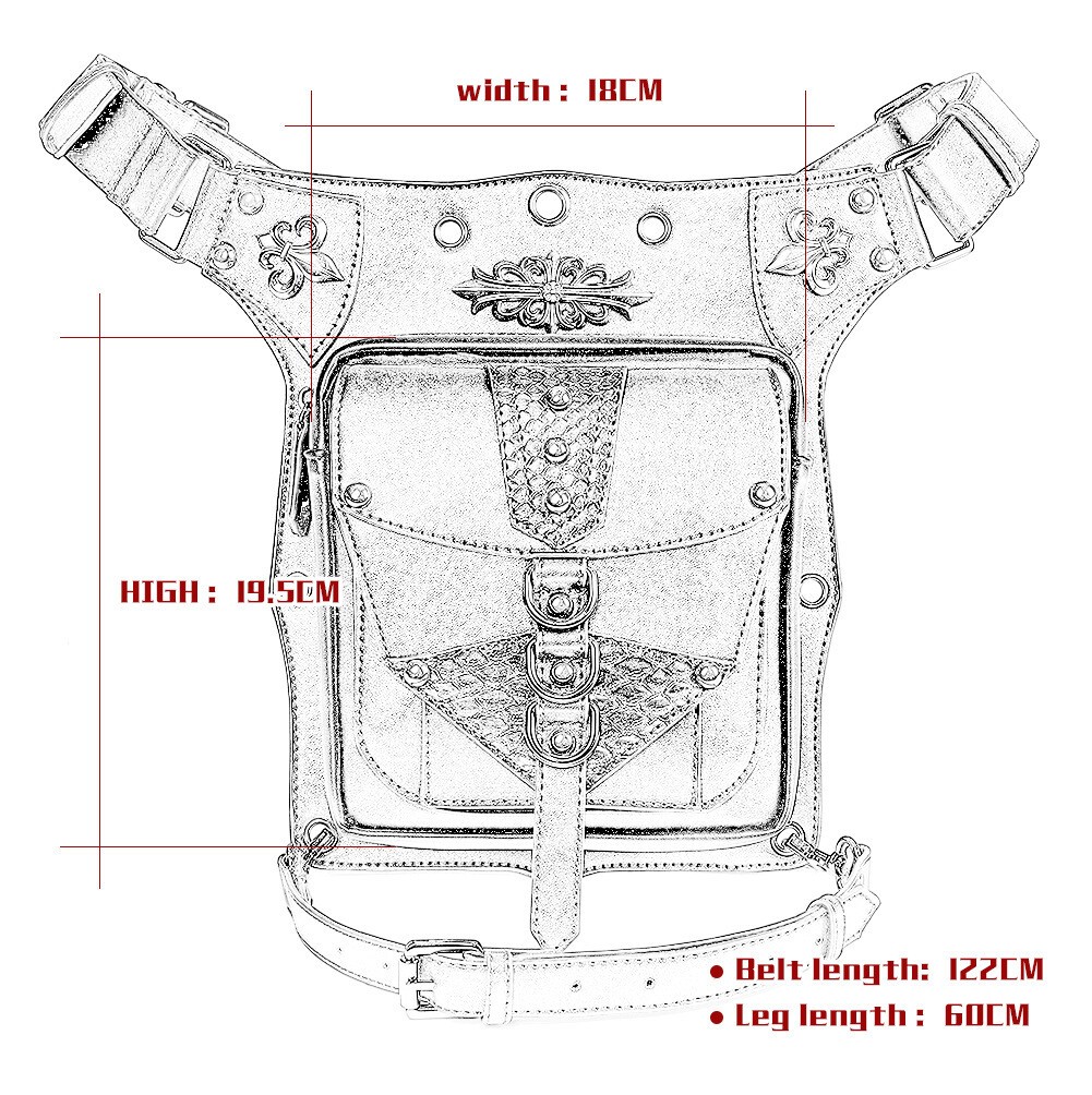 New Men Women Motorcycle Gothic Steampunk Crossbody Shoulder Chest Bag Backpack