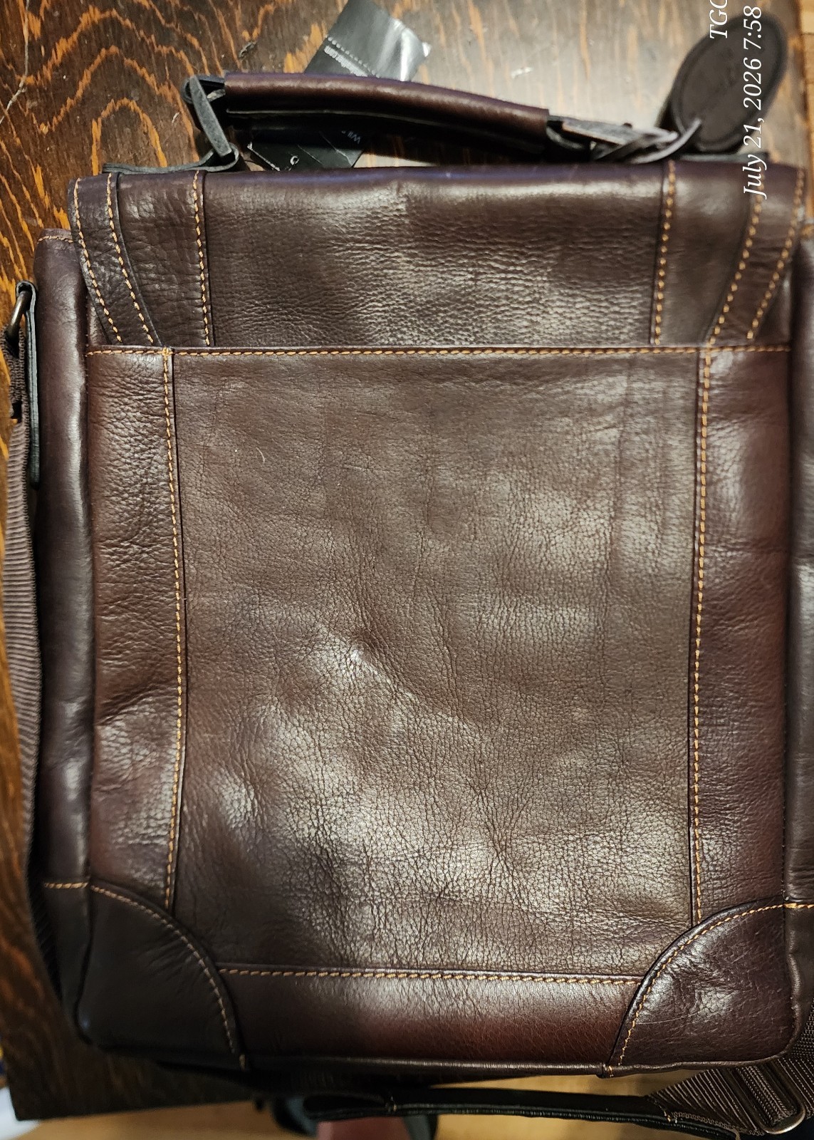 Wilson’s Leather Brown Medium Messenger Bag Push Lock Crossbody Shoulder Strap