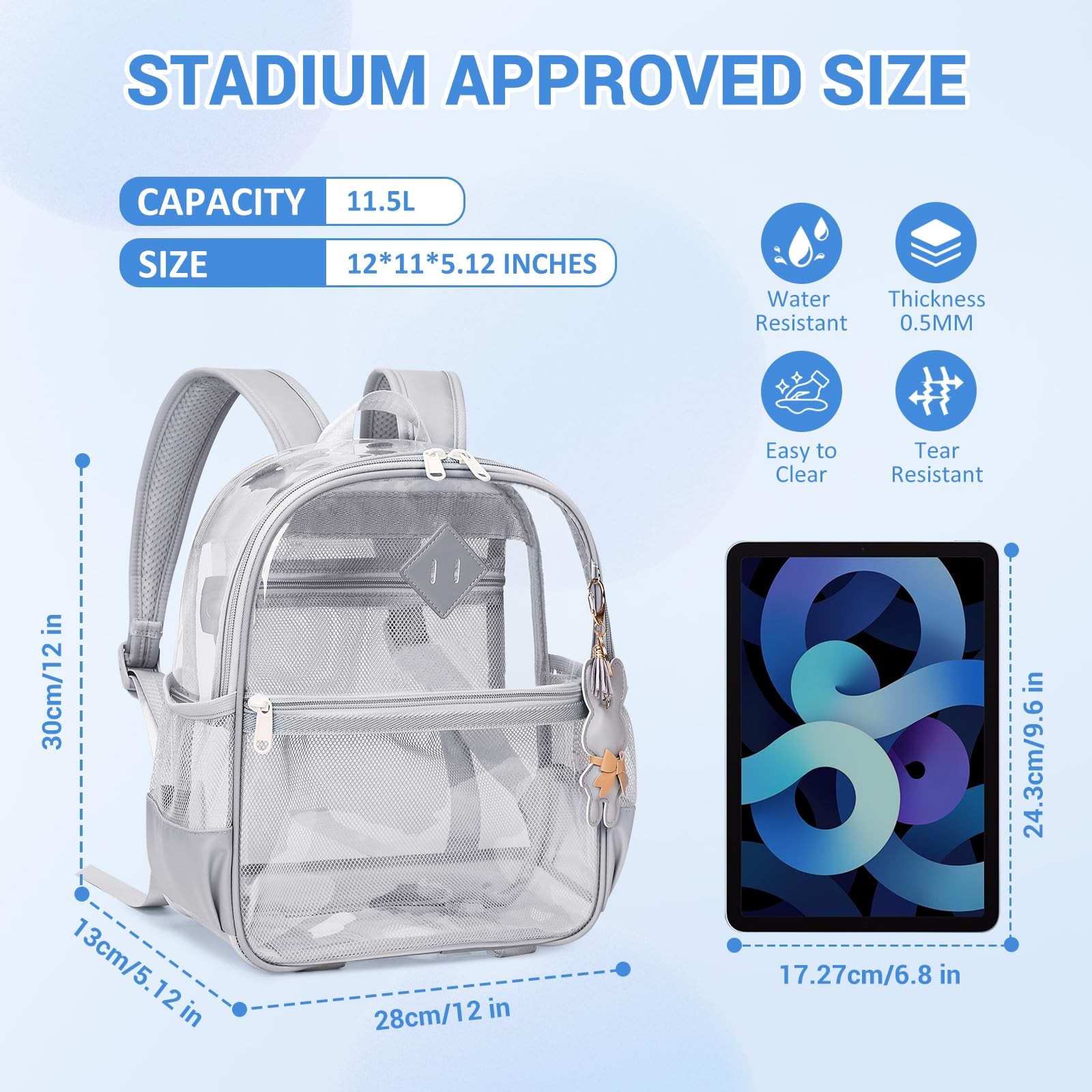 Clear Backpack for Stadium Events Approved 12×6×12, Thick TPU Mini Clear Bag …