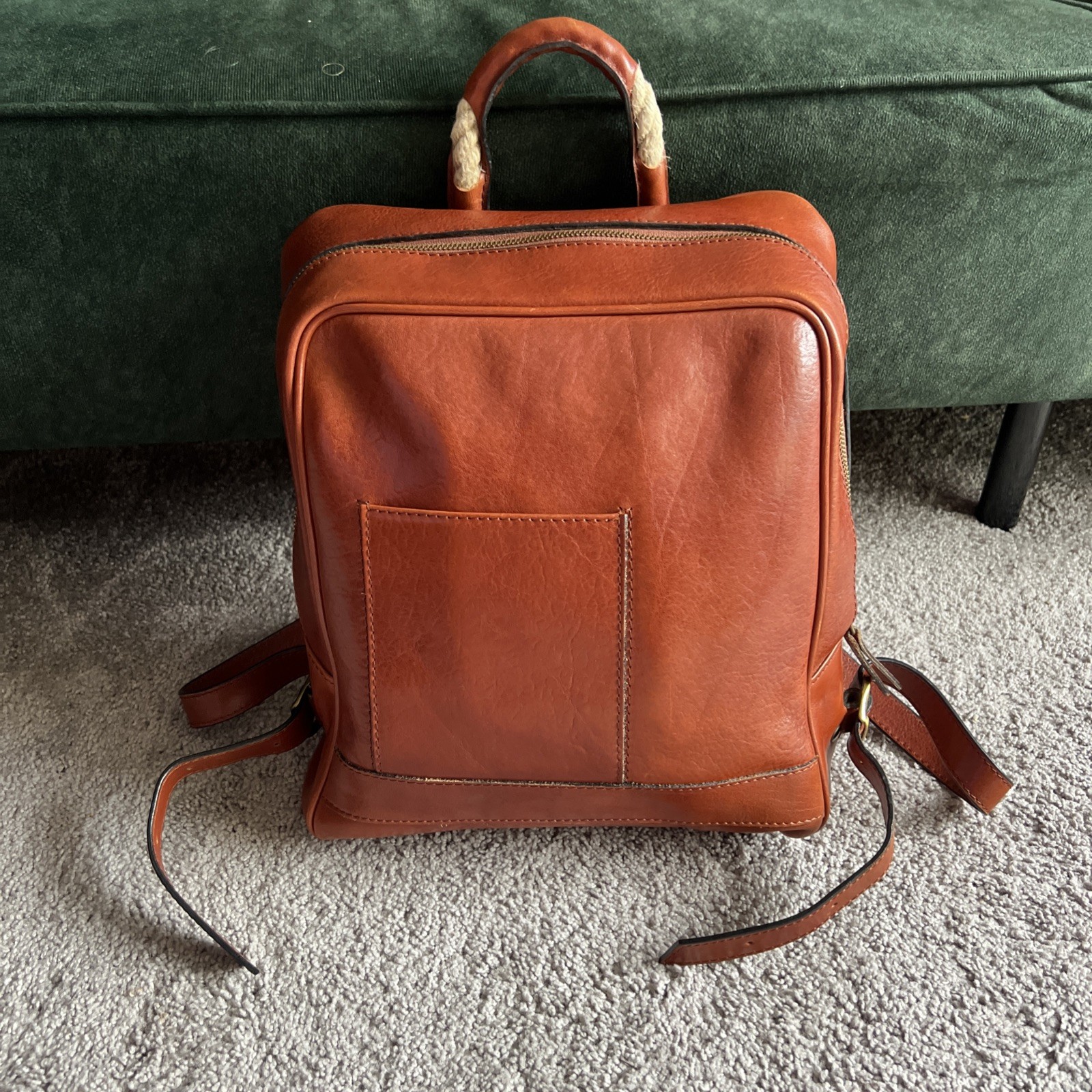 Italian Florence Handmade High Q Genuine Leather Unisex Backpack Made In Italy