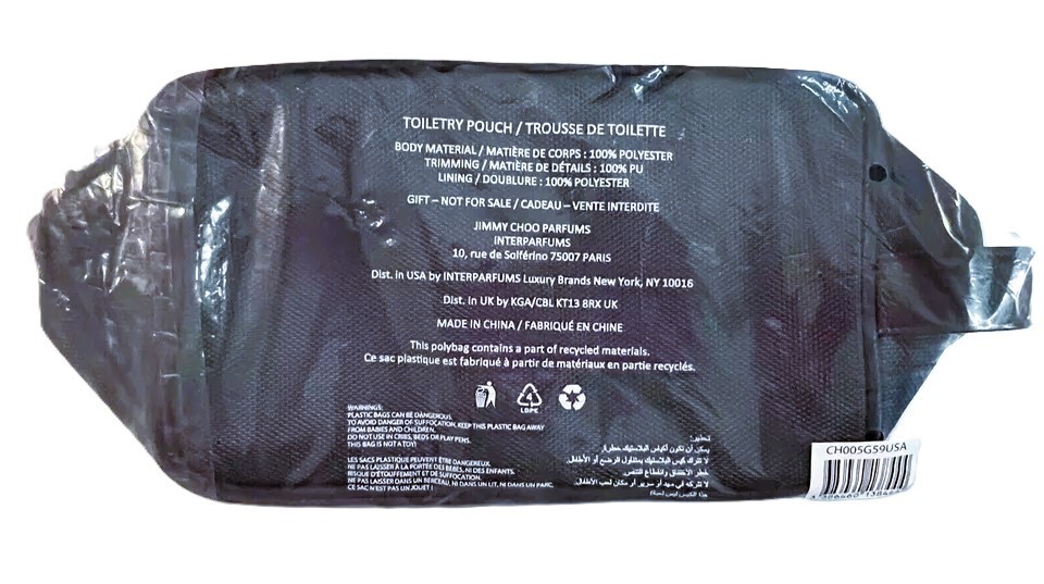 Jimmy Choo Navy Toiletry Shave Pouch Dopp Kit Makeup Bag Faux Leather Trim NWT