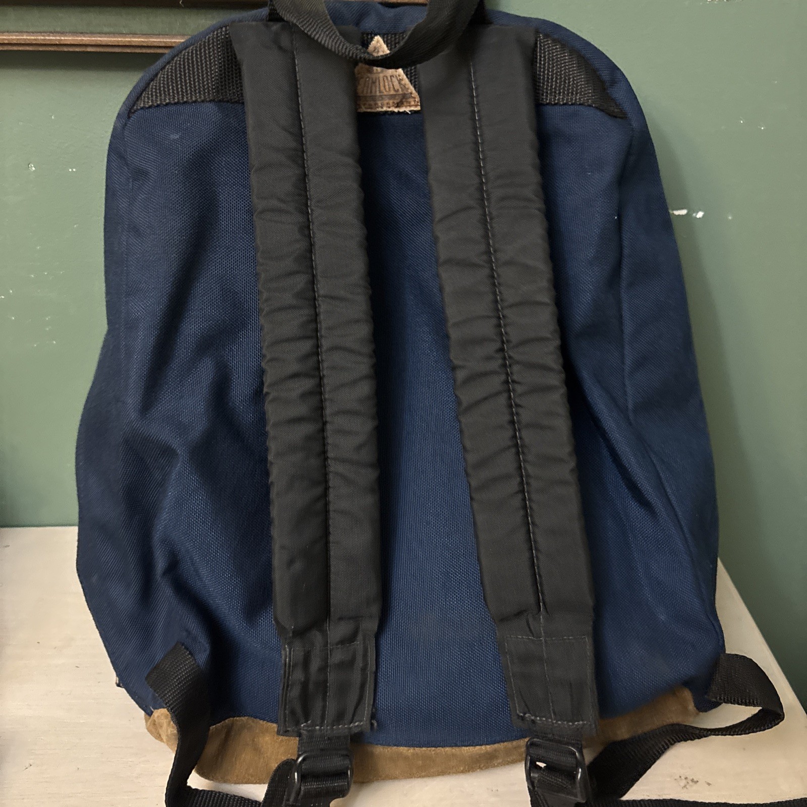 Vintage Outdoor Products Blue Leather Backpack Made in USA Hiking Day Pack