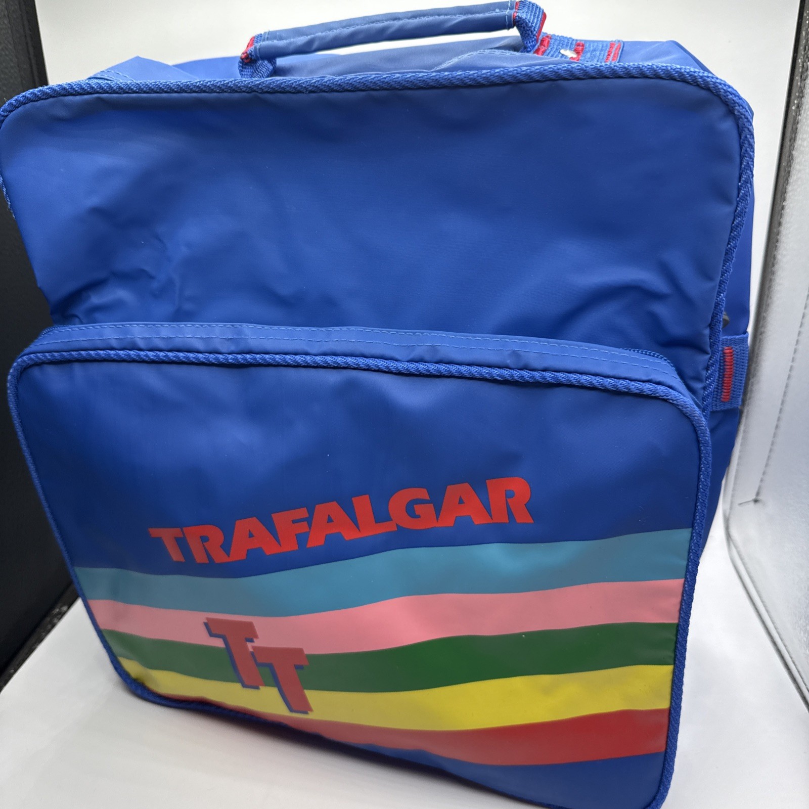 VTG Trafalgar Backpack Blue W Straps 80’s Inspired Rainbow Clean Handbag
