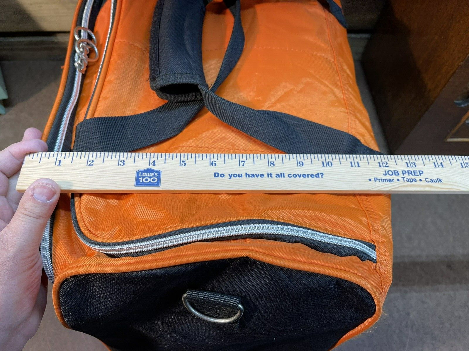 Rare Tommy Hilfiger Spellout Black and Orange Duffel Gym Bag 21 inches Long