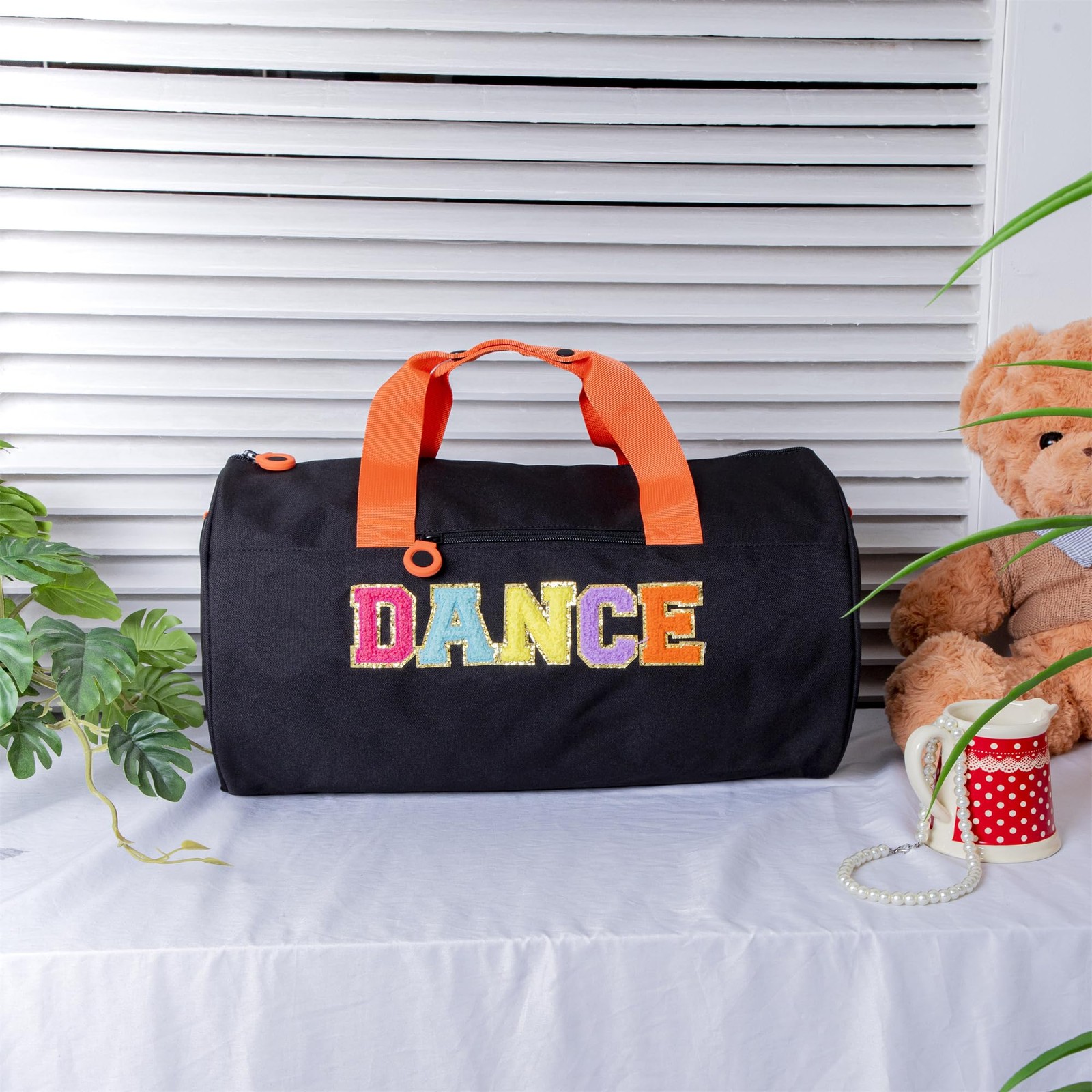 Girls Dance Duffle Bag with Chenille Patch,Cute 16.5″ Ballet, Cheer, Gymnasti…