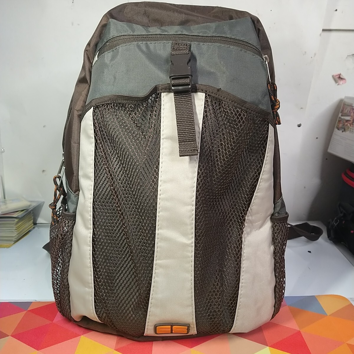 Eastsport Brown & Grey Backpack School Book Bag 3 Zippers, 5 Pockets – CLEAN!