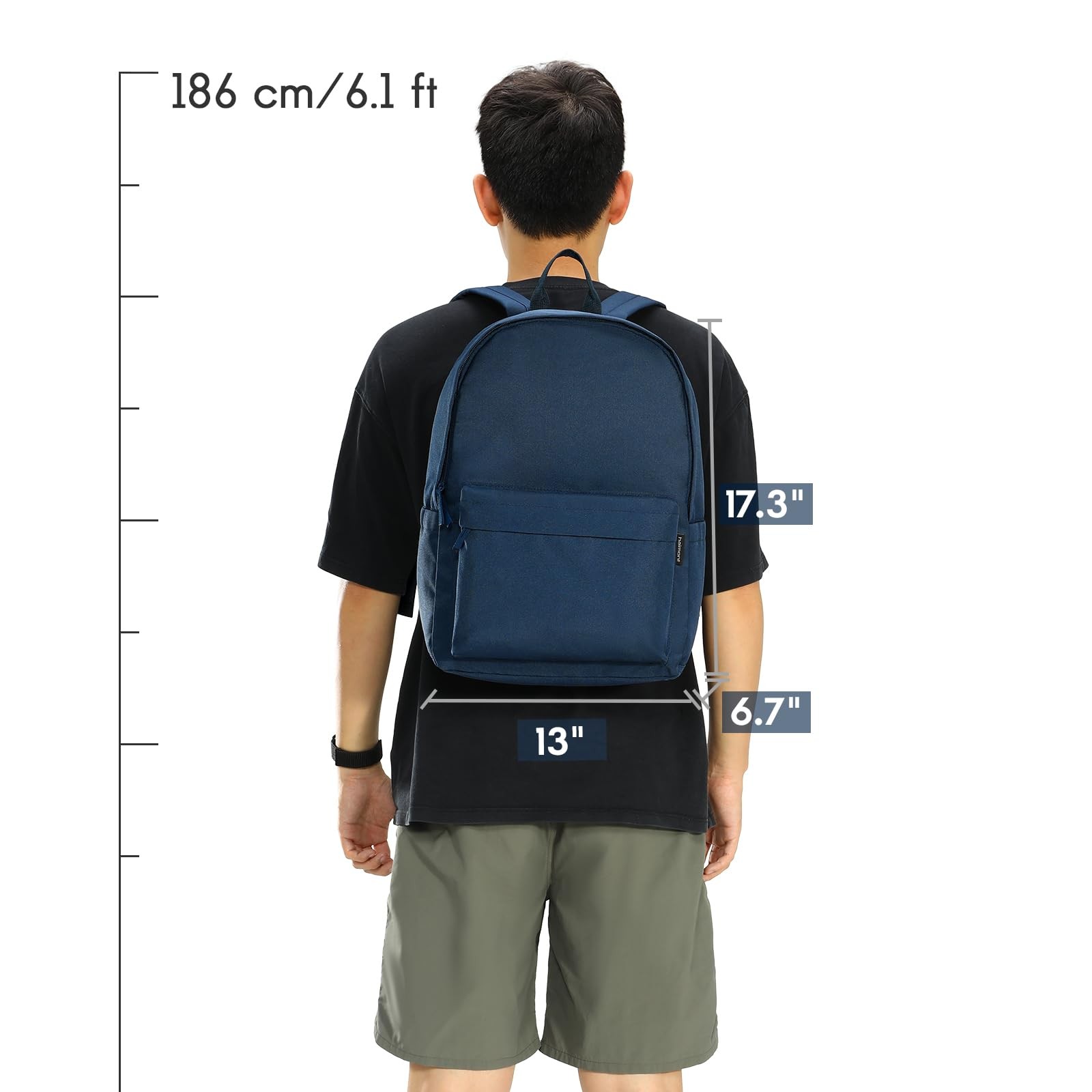 Haimont Lightweight Travel Backpack 20L Laptop Compartment Navy Blue