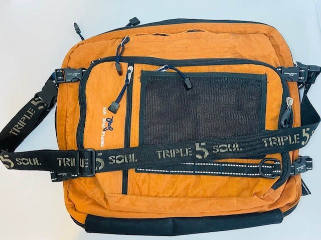 Vintage Triple Five Soul NYC Messenger Backpack Convertible Orange 90s 2 in 1