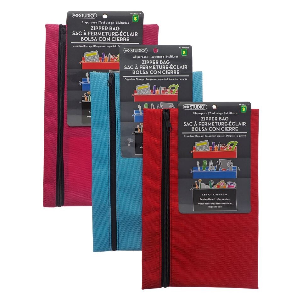 DOLLARAMA All Purpose Canvas Green Zipper Bag Case of 24 FREE SHIPPING