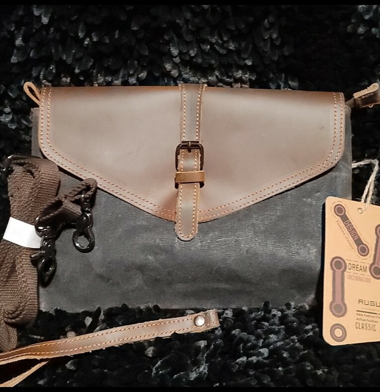 Mens Ipad, Personals, Wrist or Shoulder Strap Leather and Waterproof Canvas Bag