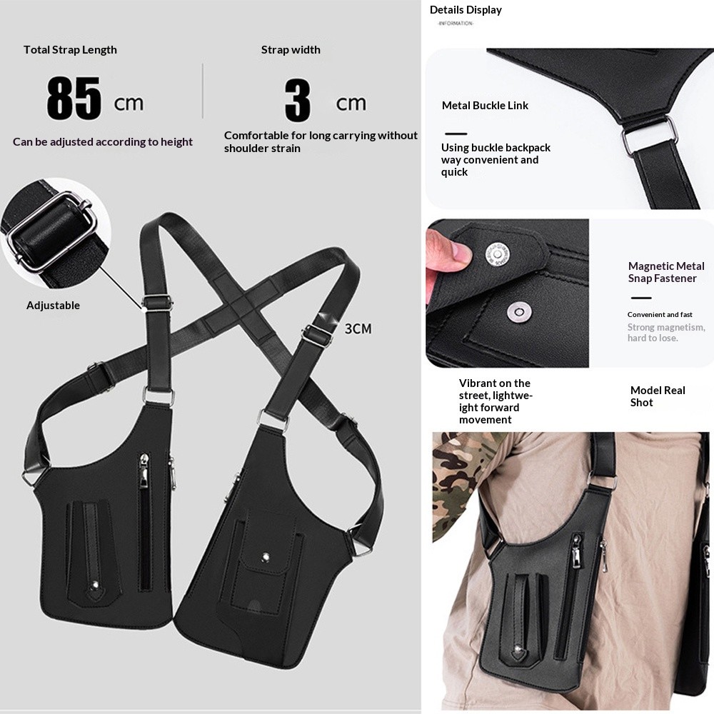 Premium Leather Underarm Shoulder Bag for Men, Anti-Theft Double Shoulder Armpit