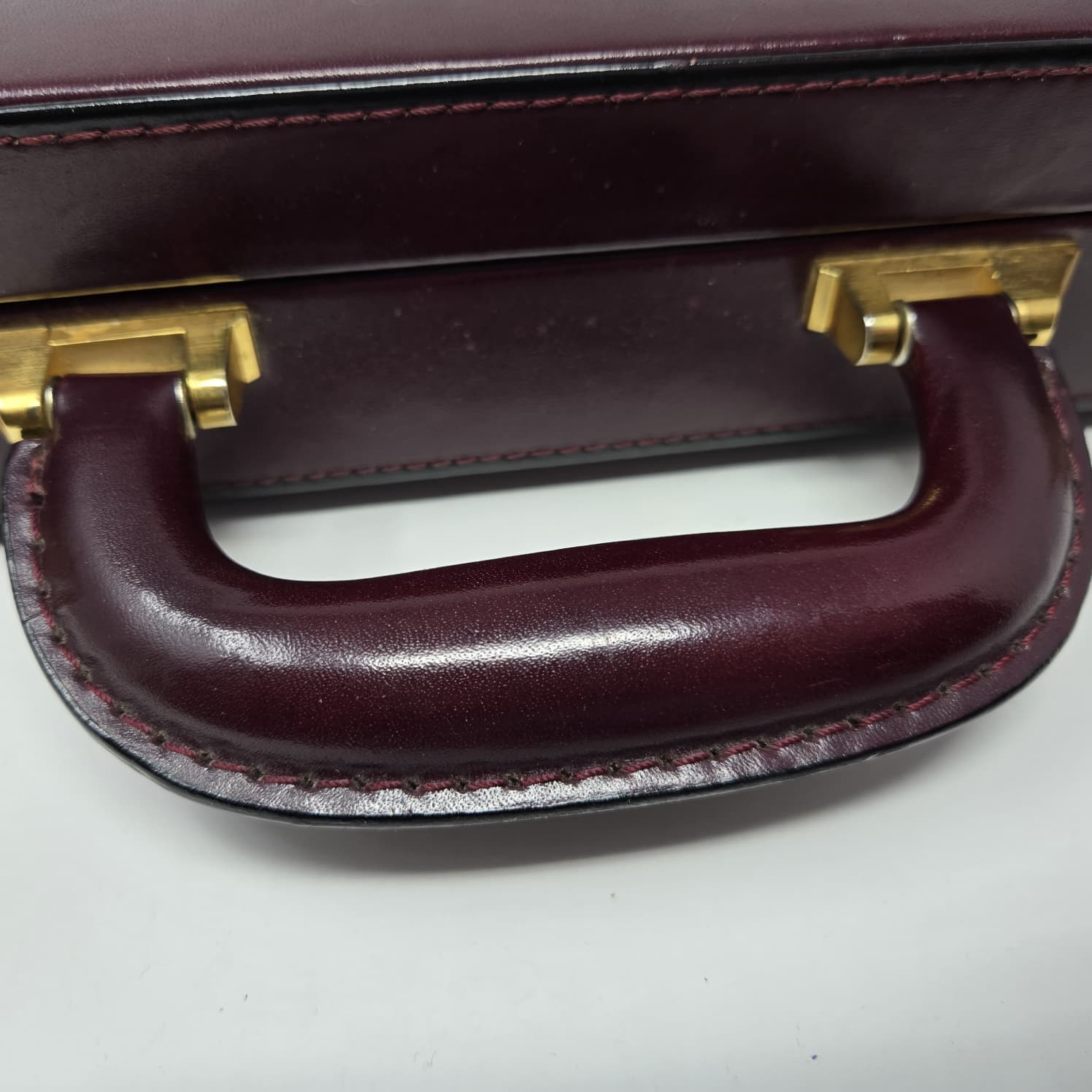 Vintage Mark Phillip Top Grain Leather Attache Burgundy Briefcase w/ Combo Locks