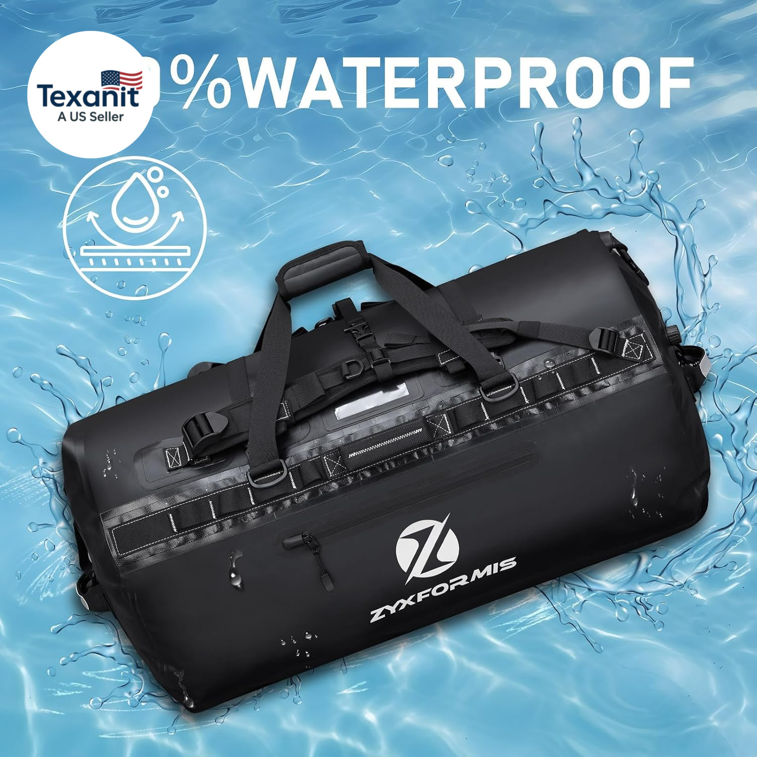 Waterproof Duffle Bag, Large Marine Dry Bags, Heavy Duty Adventure Travel Bag fo