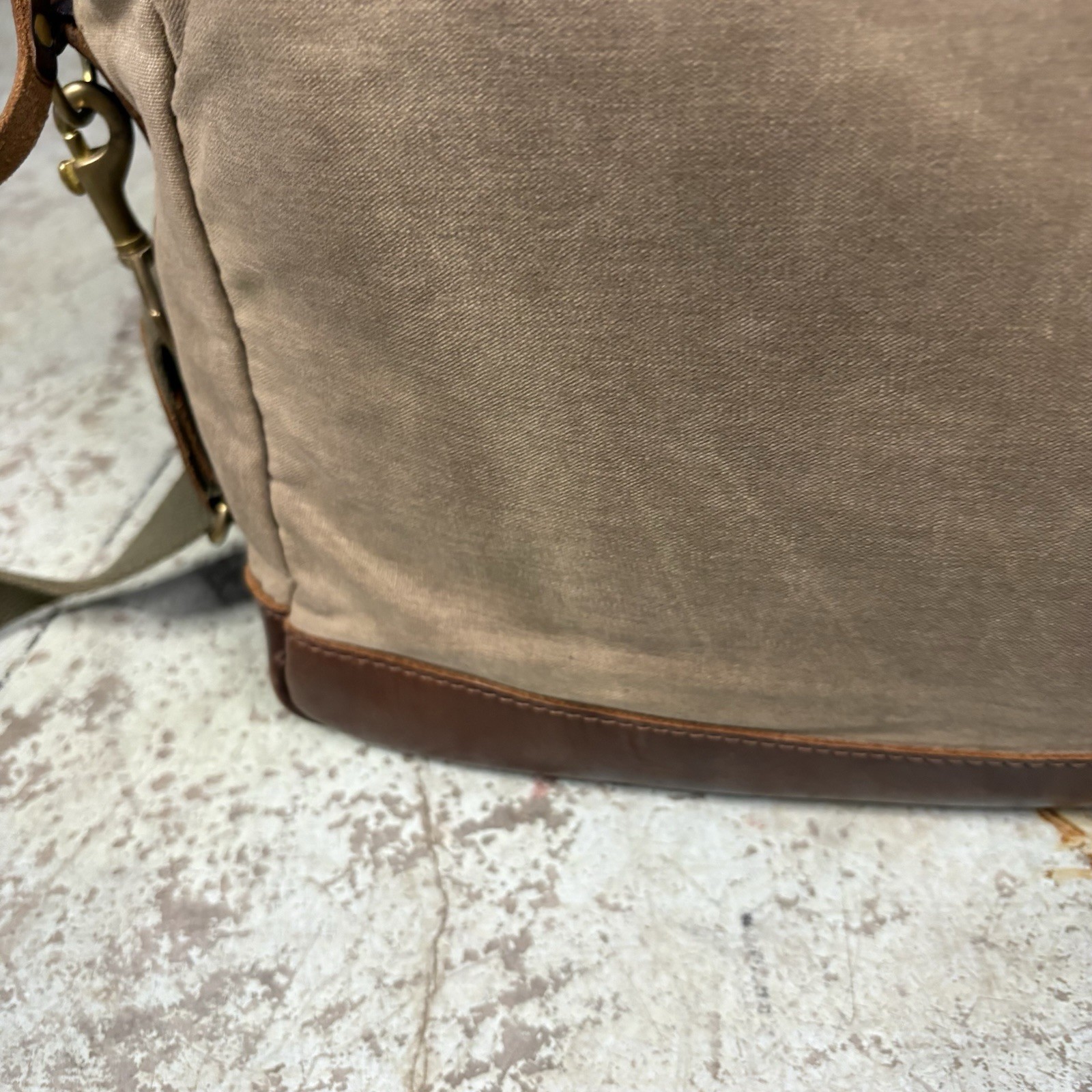 BILLYKIRK x J. Crew Style No. 237FTN Leather And Canvas Laptop Bag Green/Brown
