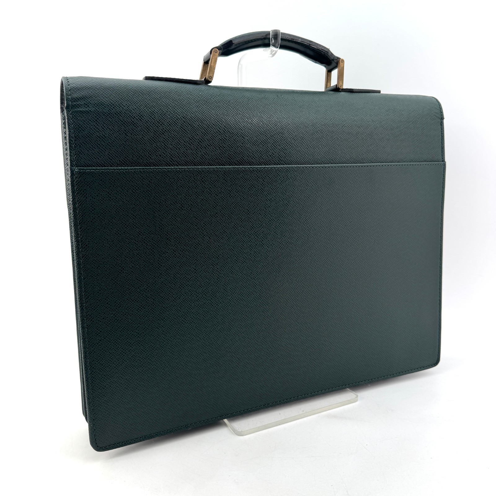 Louis Vuitton Taiga Moskova Briefcase Leather Gold Business bag LV Authentic