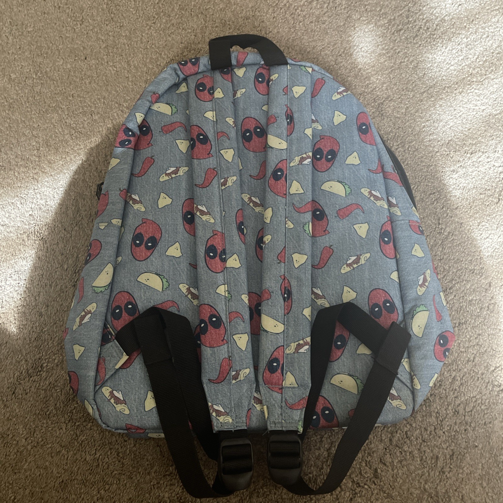 DEADPOOL Tacos & Chimichangas Canvas BACKPACK, Rare◇Denim Blue