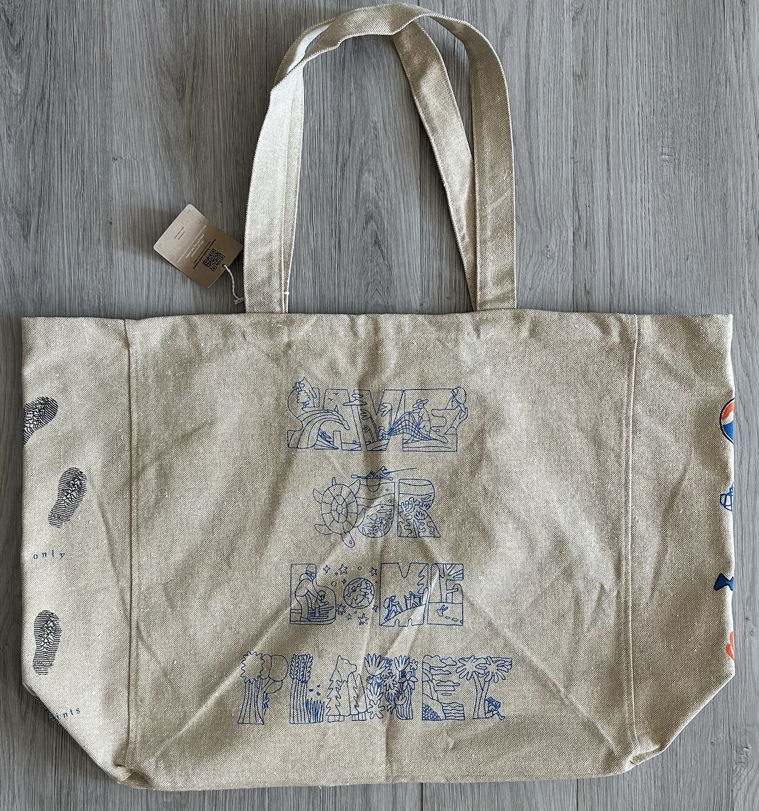 Patagonia Tote Bag Extra Large Save Our Home Planet Canvas Eco Beach Grocery NWT