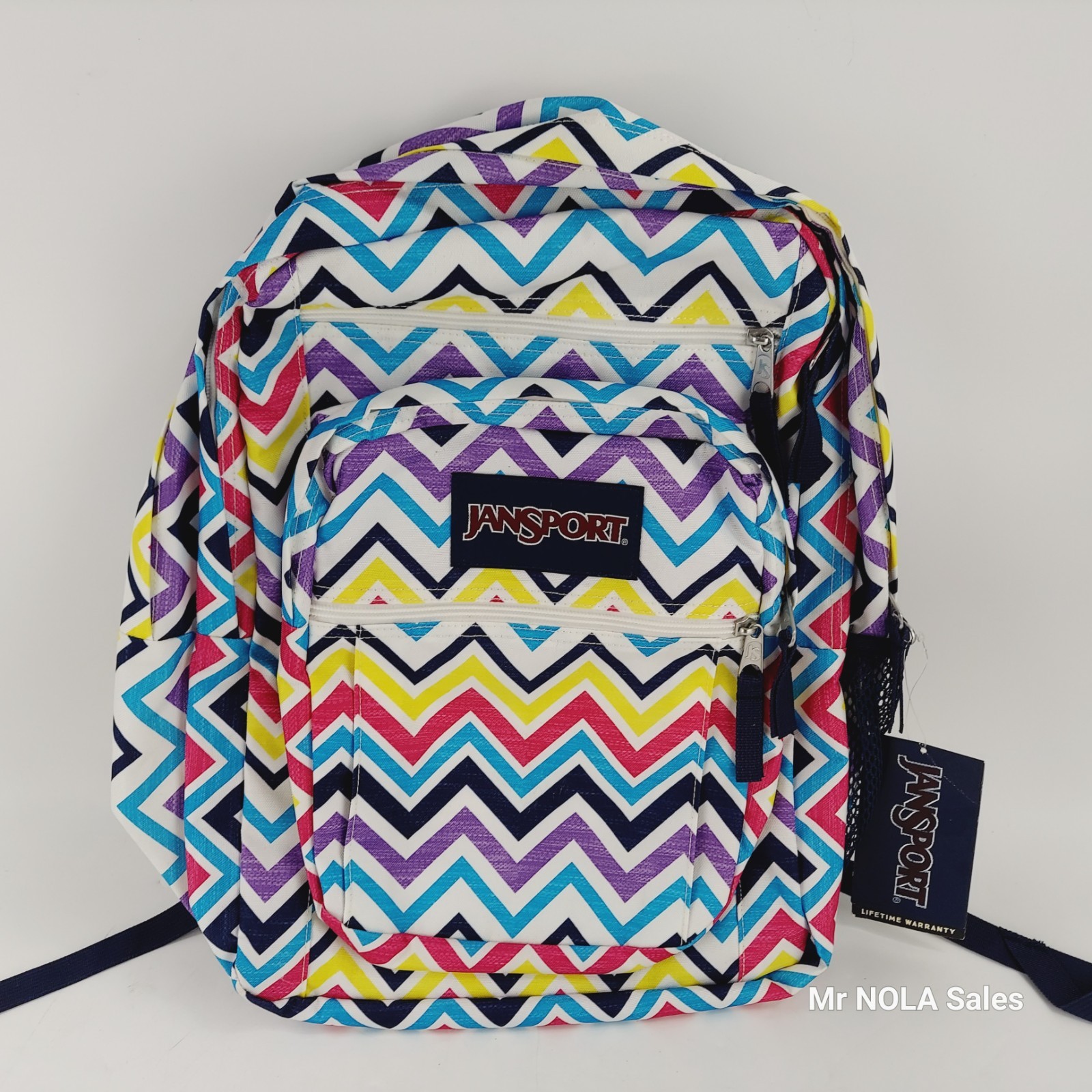 JANSPORT Colorful Rainbow Chevron Large Student Schoolbag School Book Bag (NEW)