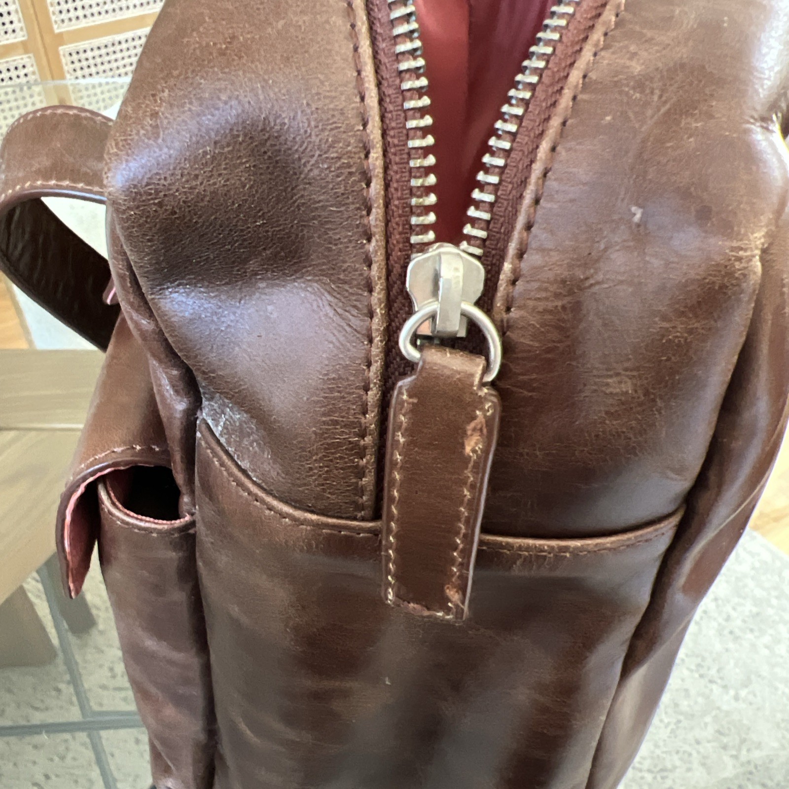 Latico Brown Leather Satchel Multi Pocket Straps Leisure Duffle Unused 11″ x 13″