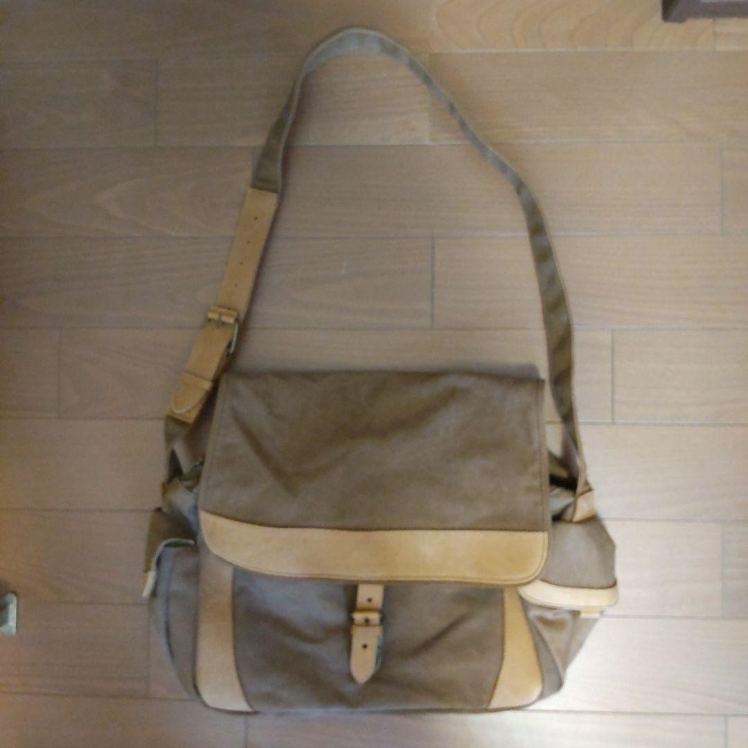 L.L.Bean Canvas/Leather Shoulder Bag 13in×14.2in 80s Used