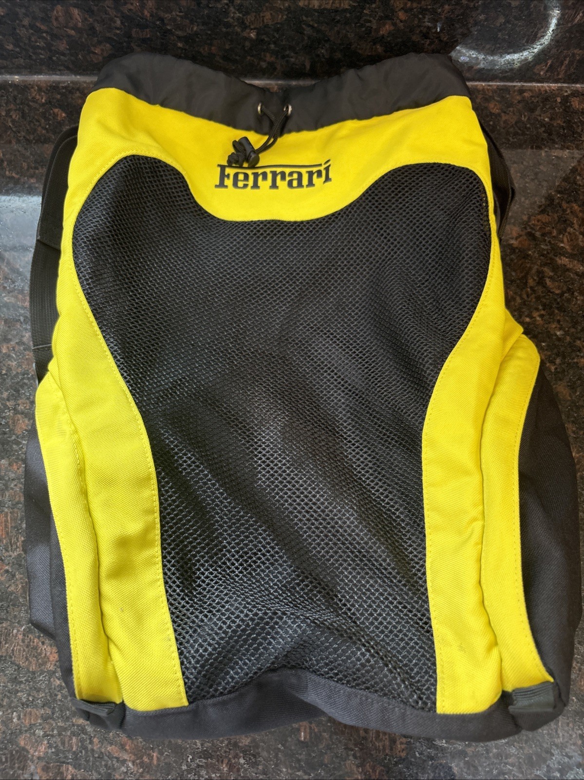 Ferrari Fila Book bag Neon Yellow Black Tie Strap Rare🔥🐎