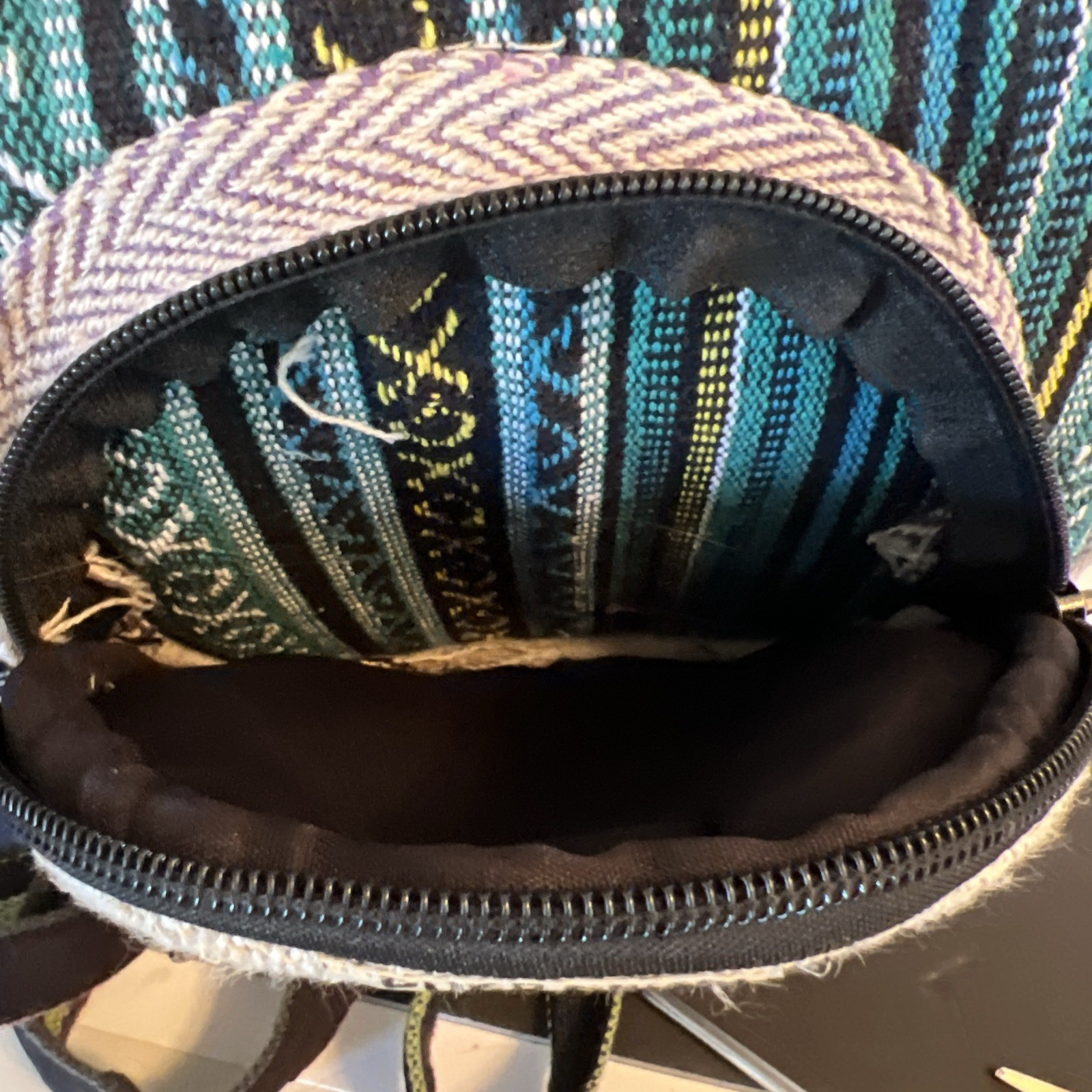 Himalayan 100% Pure Hemp THC Free Multi Color Backpack Made in Nepal Excellent