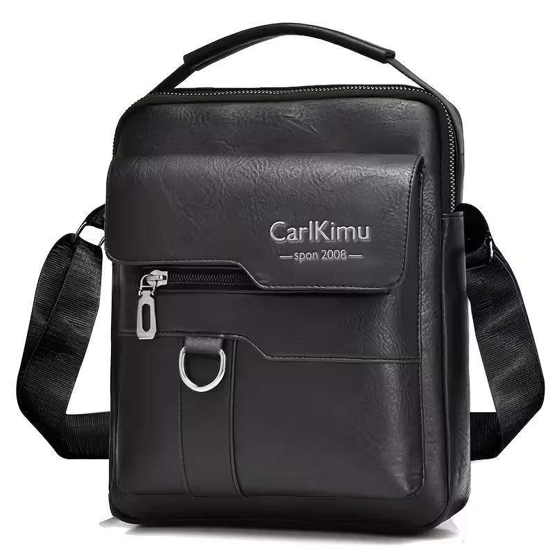 Mens/Womens black PU Leather Crossbody/Shoulder Bag. Large capacity.